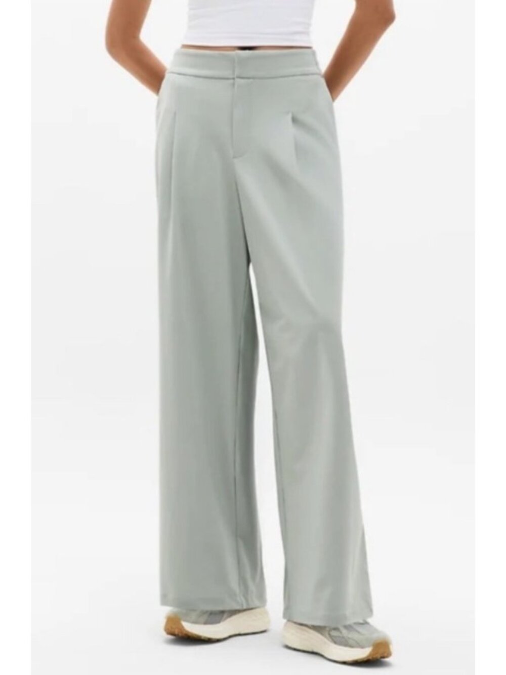 NEW Athleta Pinnacle Wide-Leg Trouser High-Rise 8 Lightweight Casual Blue/Grey